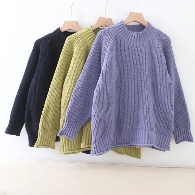 

Casual round Ne Pullover Sweater Women's Elastic Warm Autumn Winter Large Size Available Comfortable Polyester Fiber Long S...