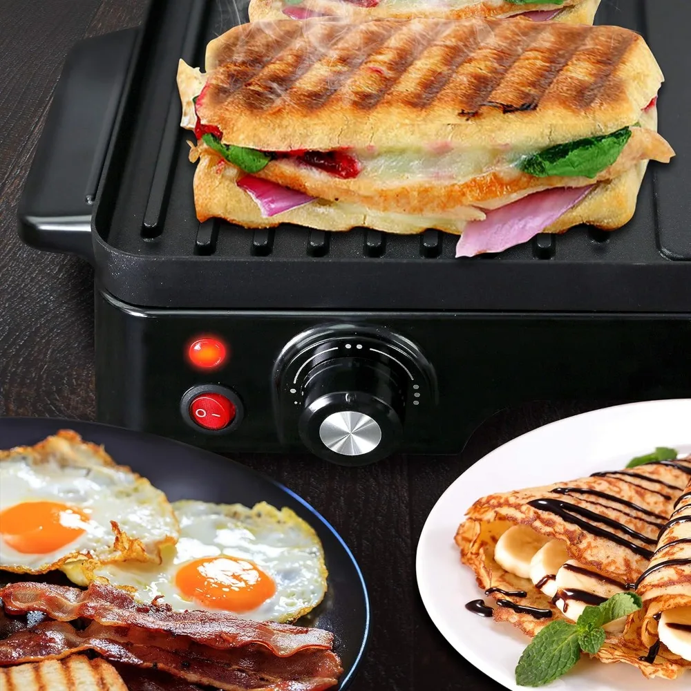 Multiuse Panini Press Grill e Griddle, revestimento antiaderente, controle de temperatura, Sandwich Maker, Sandwich Maker, 2 em 1