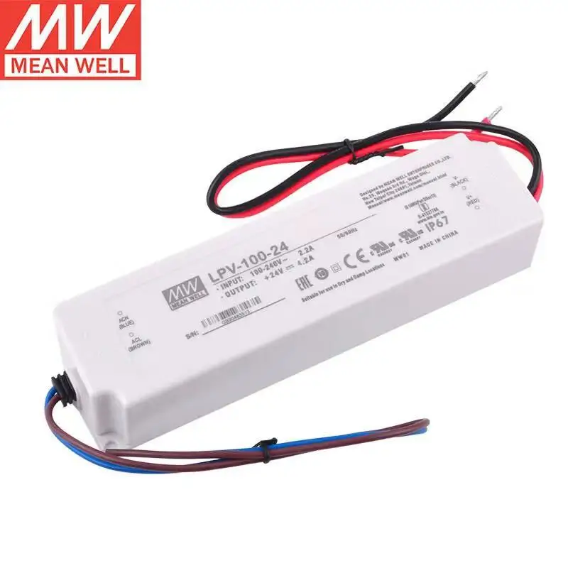 

MEAN WELL LPV-100-24 24V 4.2A 100watt Single Output Switching Power Supply Waterproof Led Driver Constant voltage IP67