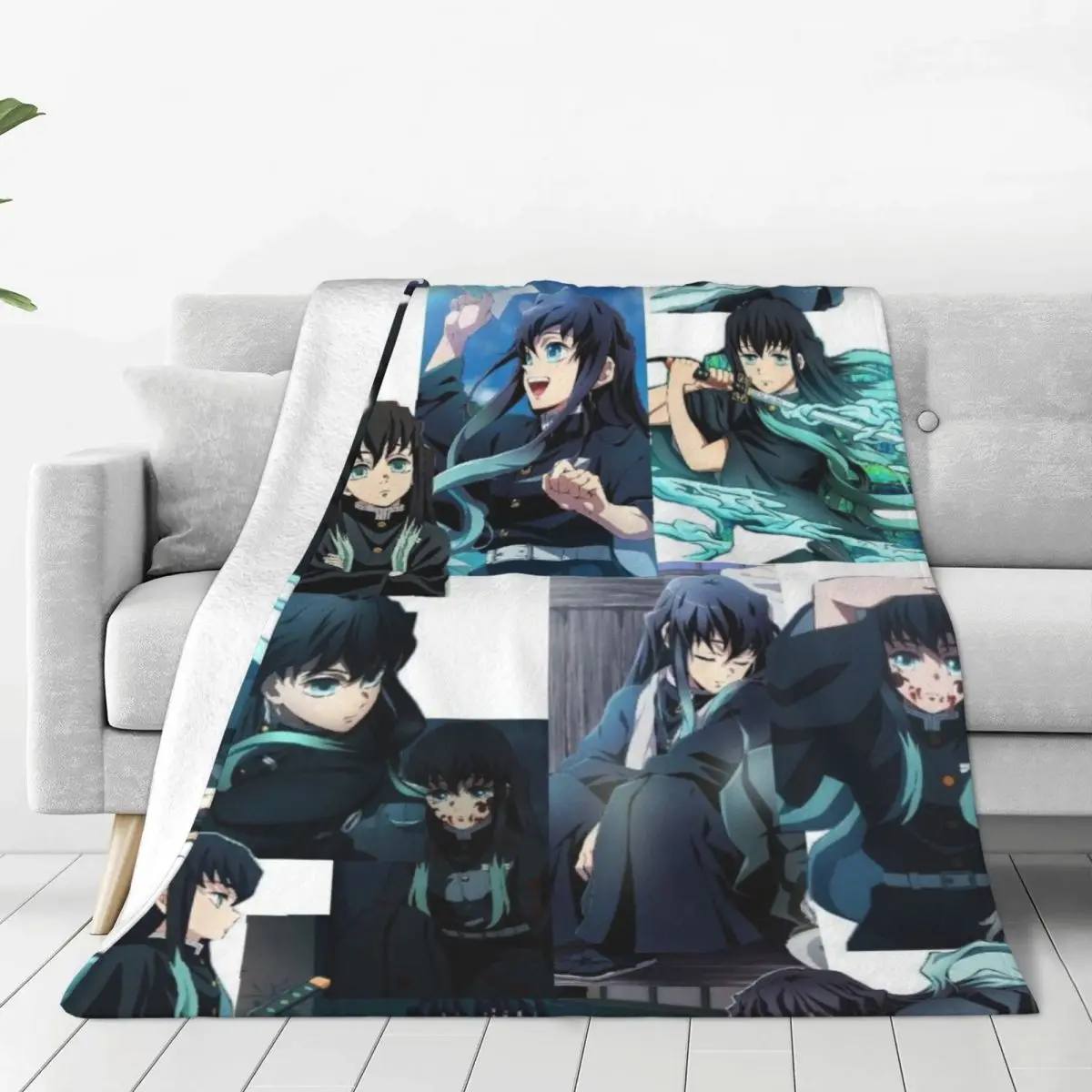 Muichiro Tokito Demon Slayer Blanket Flange Textile Decor Portable Super Soft Throw Blankets for Home Office Plush Thin Quilt