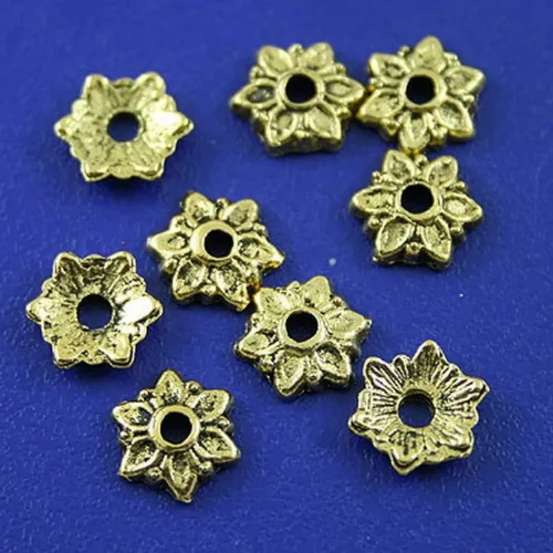 

50pcs 7mm Dark Gold-tone Flower Bead Caps H2281 Beads for Jewelry Making