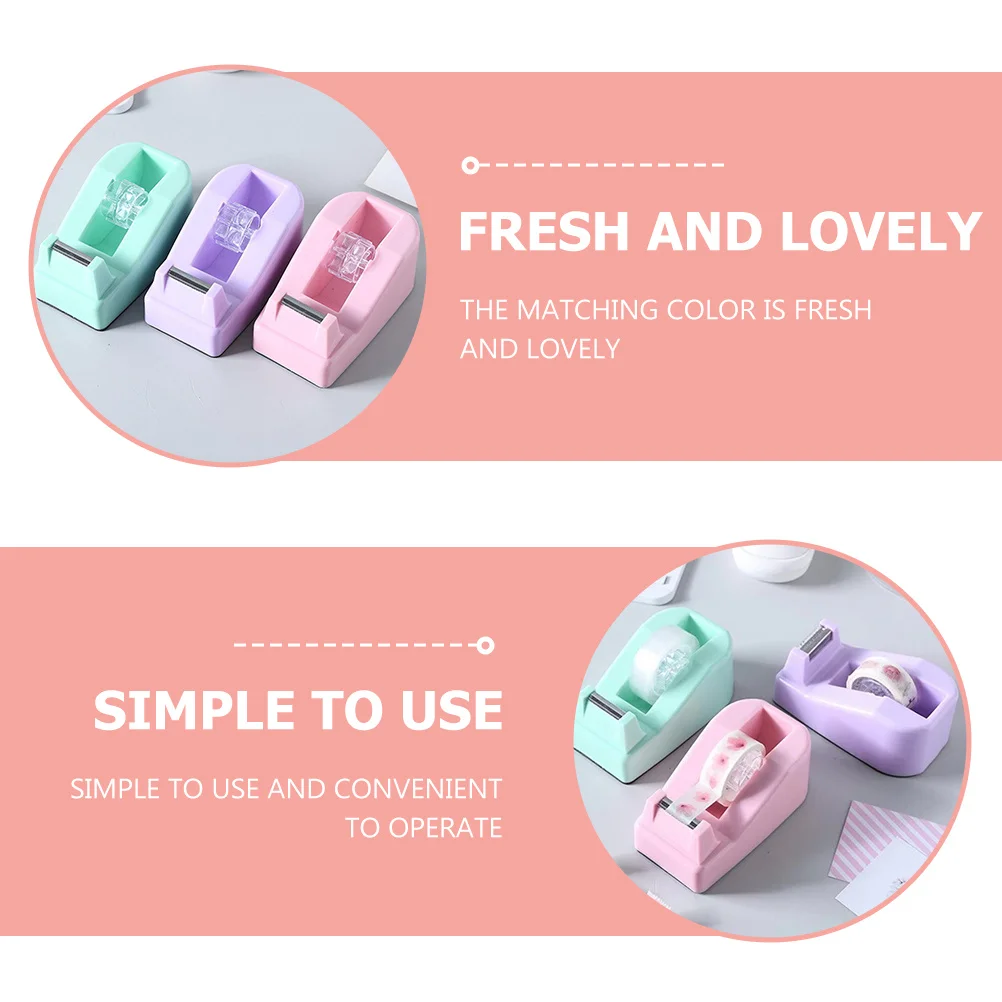 

2pcs Portable Tape Dispenser Cute Sticker Cutter For School Office Art Craft Washi Holder Abs Smooth
