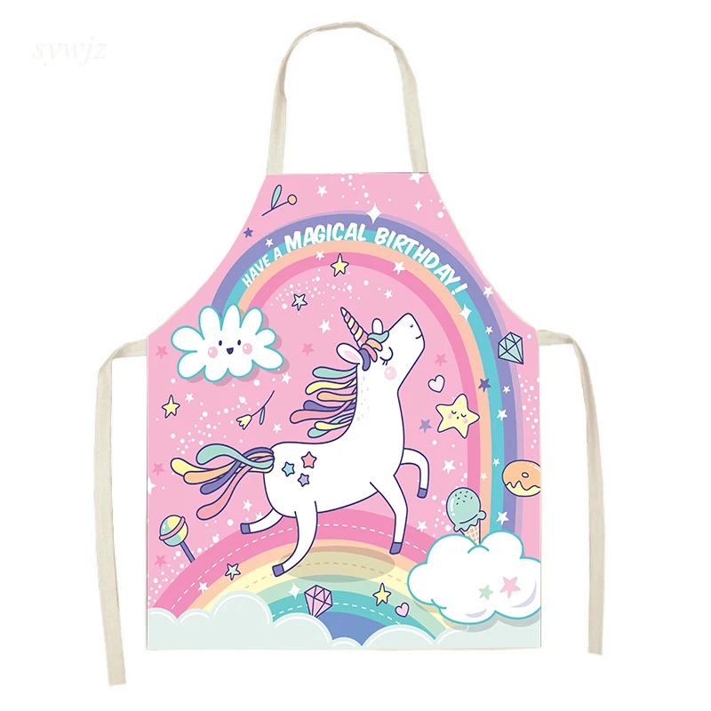 Kitchen Apron Cute Cartoon Unicorn Series apron Children\'s parent-child  Home Cooking baking  Cleaning