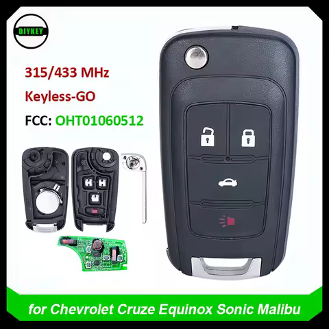 DIYKEY Keyless-GO Remote Key Fob 315MHZ /433MHz ID46 Chip with Remote Start for Chevrolet Cruze Equinox Sonic FCC: OHT01060512