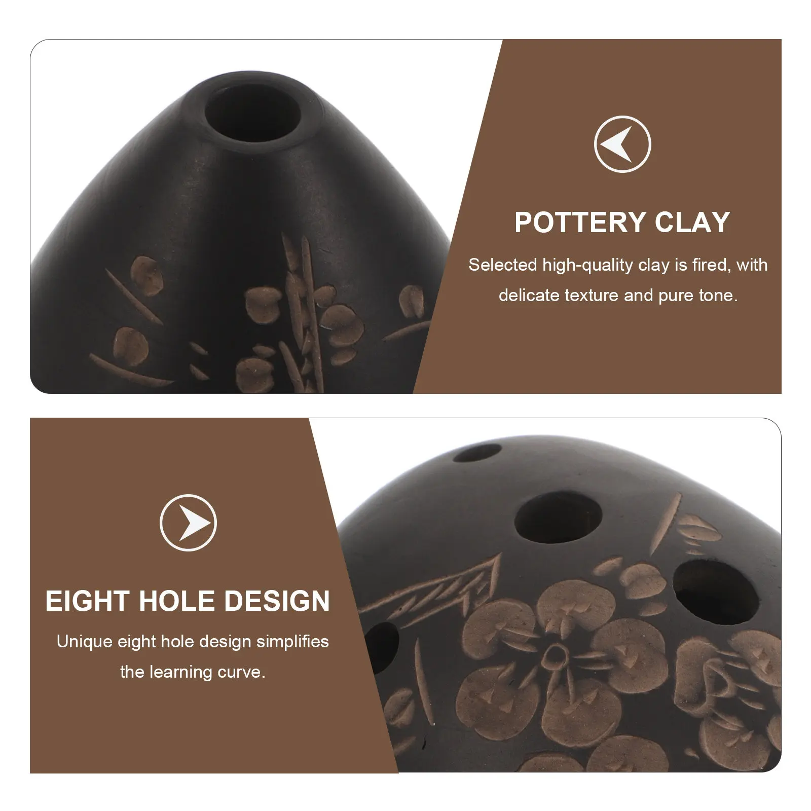 8 Hole Pottery Ocarina for Beginners Vintage Style Wind Flute Musical Instrument Student Practice Gift