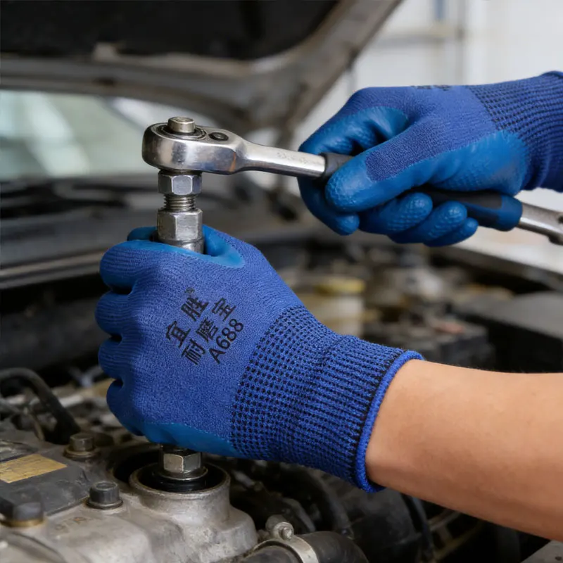 

1 пара уличных синих перчаток с тиснением, защитные рабочие перчатки для строительства, садоводства, защитные перчатки для охраны труда