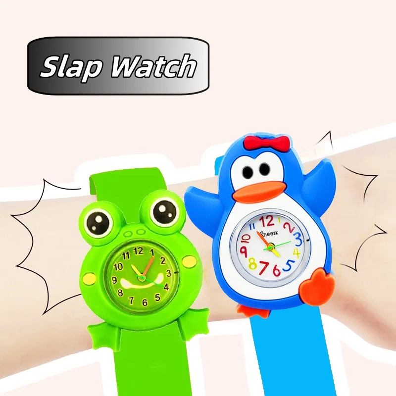 1-15 Years Old Children Learn To See Time Watch Baby Toys Slap Wrist Bend Cartoon Hero Character Kids Watches for Boy Girl Gift