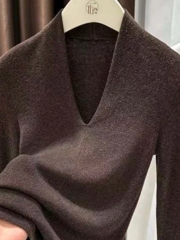 Maglieria slim fit V-Ne Base da donna irt Faionable Thin Sle 2025 Autunno Inverno Seasonal Ele Top Materiale Quali