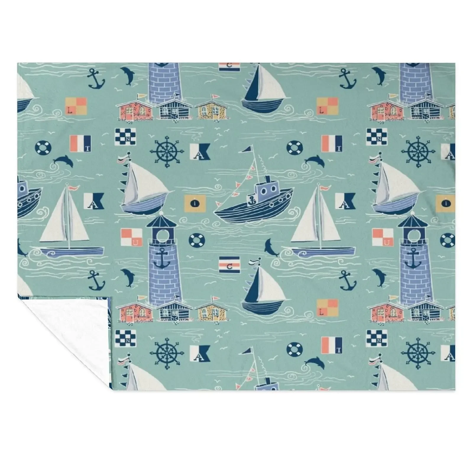 

Minty Nautical Living! Throw Blanket christmas gifts Shaggy Luxury St Single Blankets