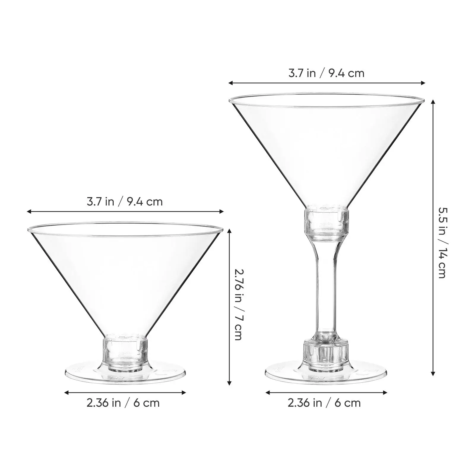 

20 Pcs Cocktail Glasses Party Beverage Cups Wine Transparent Wedding Plastic Goblets