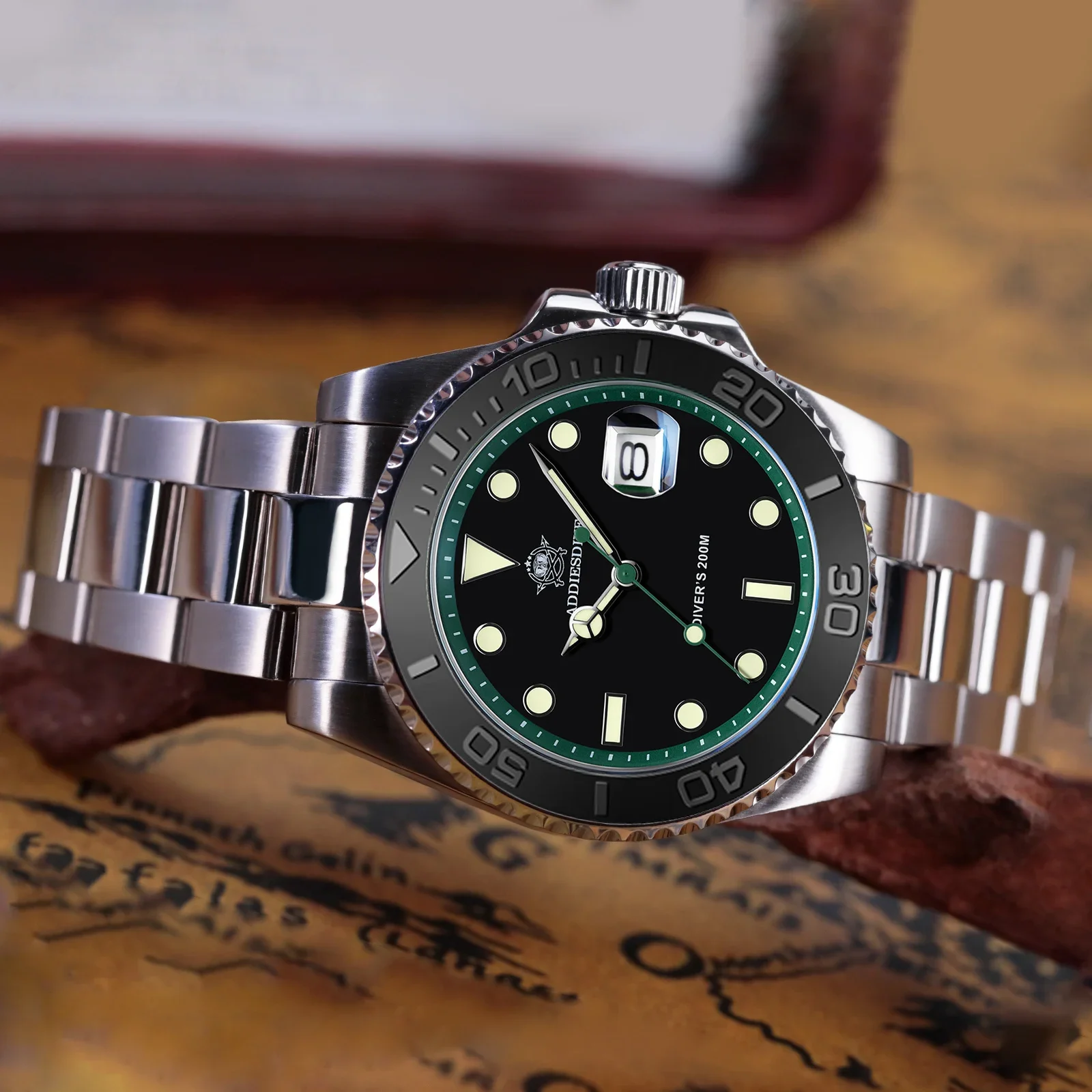 Addiesdive الفولاذ المقاوم للصدأ ساعات الغوص للرجال 20Bar مقاوم للماء BGW9 مضيئة 41 مللي متر AR المغلفة ساعة فاخرة Relogio Masculino