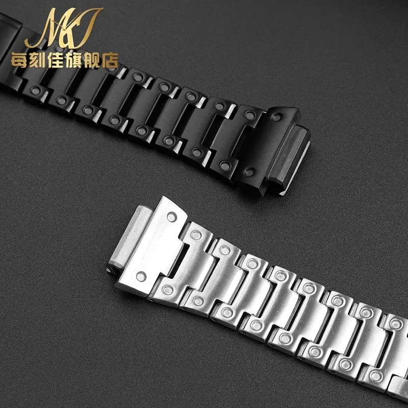 Set di cinturini per orologi in acciaio inossidabile per CASIO G-SHOCK DW-H5600 DW H5600 Bracciale con kit cassa per cinturino da uomo nero argento massiccio modificato