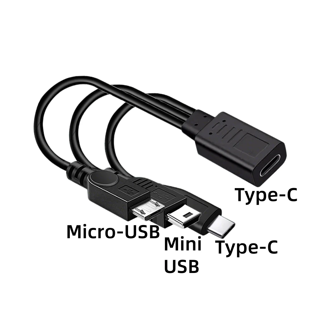

0.3M Short USB C Y Splitter Cable for Charging Only 5V/3A Type C to Mini Micro USB Charge Cord for Phones Tablets and More