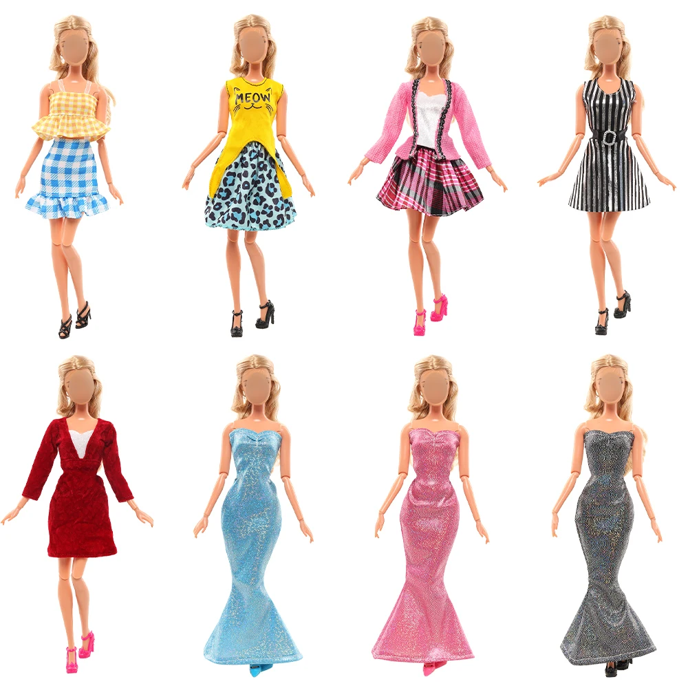 Barwa 8 Pieces 1/6 Hot Selling Fashion Girl Doll=3 Party Dress，3 Set clothes，2 Princess Dress Gift for Kids 3 to 8 Years Old