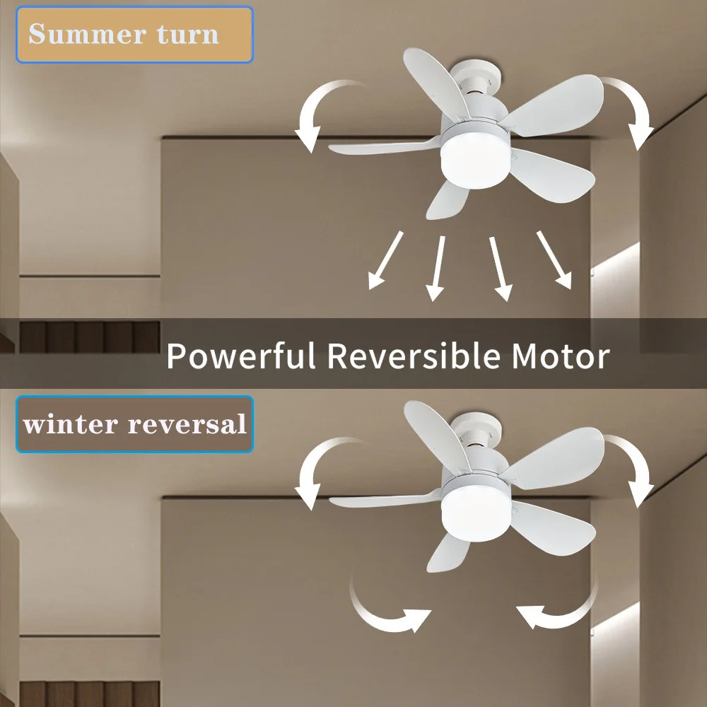 مروحة سقف LED 52 سم 2 في 1 E27 ضوء ليلي 3000 كيلو-6000 كيلو مع جهاز تحكم عن بعد لغرفة المعيشة والدراسة والاستخدام المنزلي 85-265 فولت