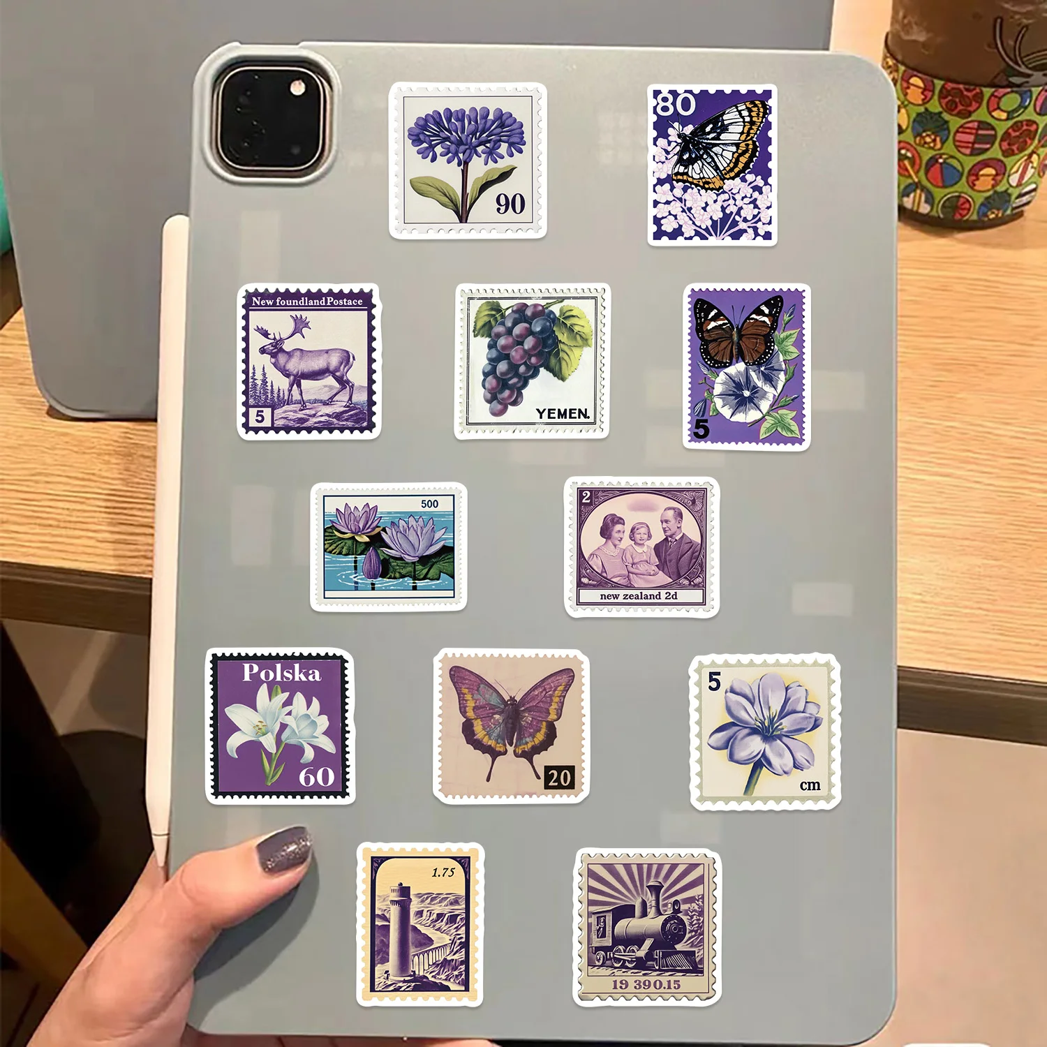 50 قطعة الحبر خمر الأرجواني Stamps البلاستيكية لزجة ملصق الجمالية DIY بها بنفسك الأطفال الديكور سكرابوكينغ اللوازم المدرسية مقاوم للماء #4