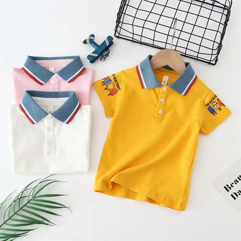 Summer Boys Polo Shirts Casual Breathable Cotton T Shirt Kids Clothes Toddler Boy Print Short Sleeve Top Tee School Boy Outfit