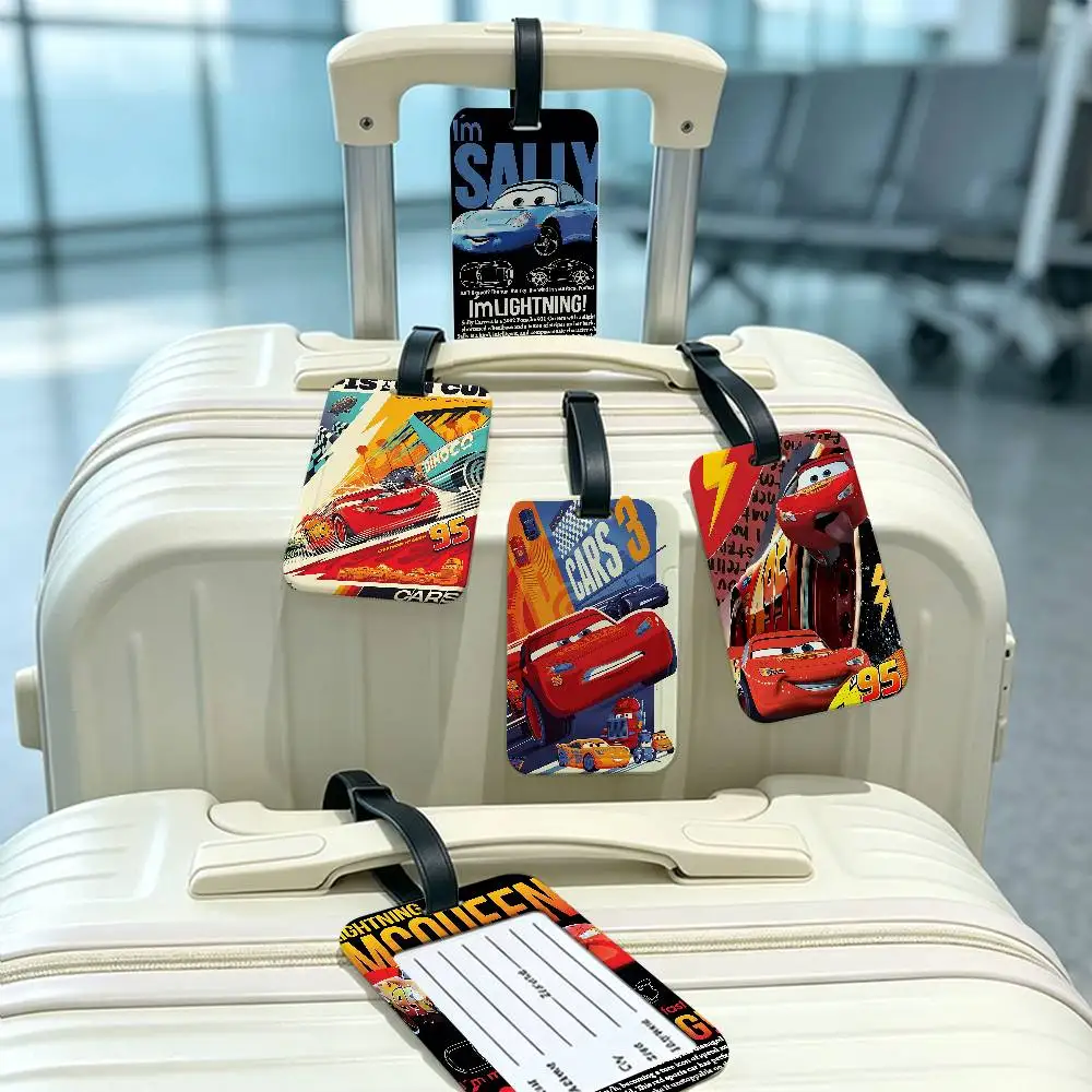 L-Lightning CARTOON M-McQueen Durable PVC Anti lost Baggage Tag With Info Card Lightweight Luggage Identification Label
