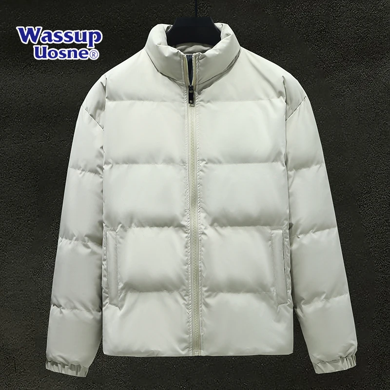 

WASSUP Winter Thiened Stand Collar Bread Sle Men's Jaet Windproof Warm down Cotton Coat for Youth Casual Faion