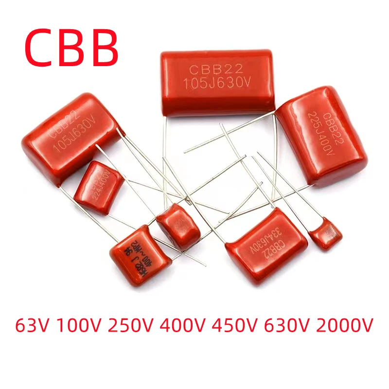 

10PCS CBB Polypropylene film capacitor 63V 100V 250V 400V 450V 630V 2000V 101 103 104 105 125J 221 222 223 224 225 332 333 334