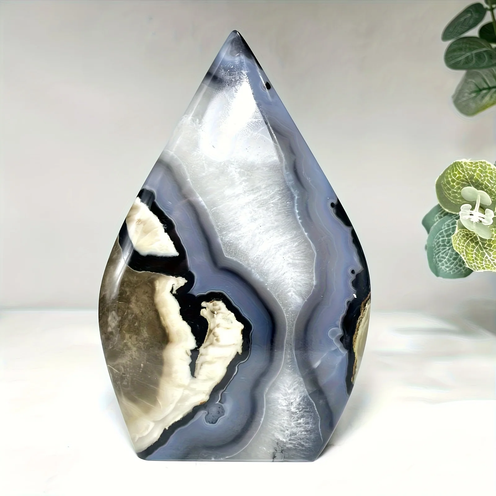 Natural Volcanic Agate Water Drop Carving, Polished Crystal Stone, Healing Mineral Specimen Home Decor Art Craft Ornament Gift