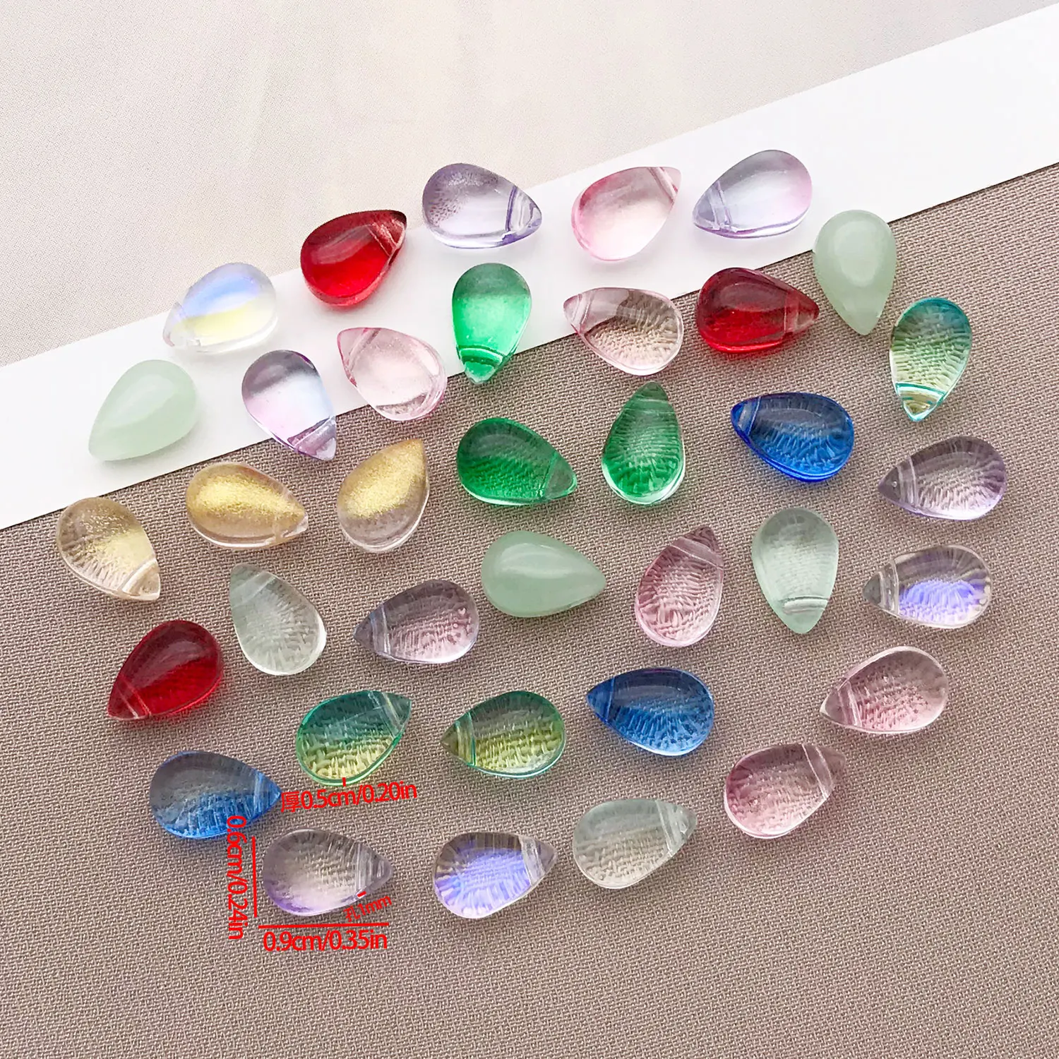 36/50pcs 6x9mm Coloured Glaze Straight Through Droplet Beads Charms Pendant DIY Necklace Bracelet Earrings Jewelry Accessories