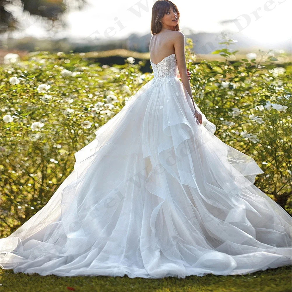 Robes de mariée magnifiques et sexy, patients princesse initiés par la fibroff, quel que soit le bord à volants, appliques en dentelle, tulle, 2024