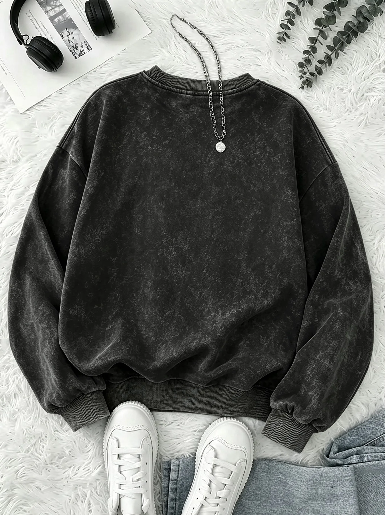 Unisex ACID Washed Vintage  Kawaii  Women Streetwear,Rock  Retro Distressed  Sweatshirt Y2k Clothes