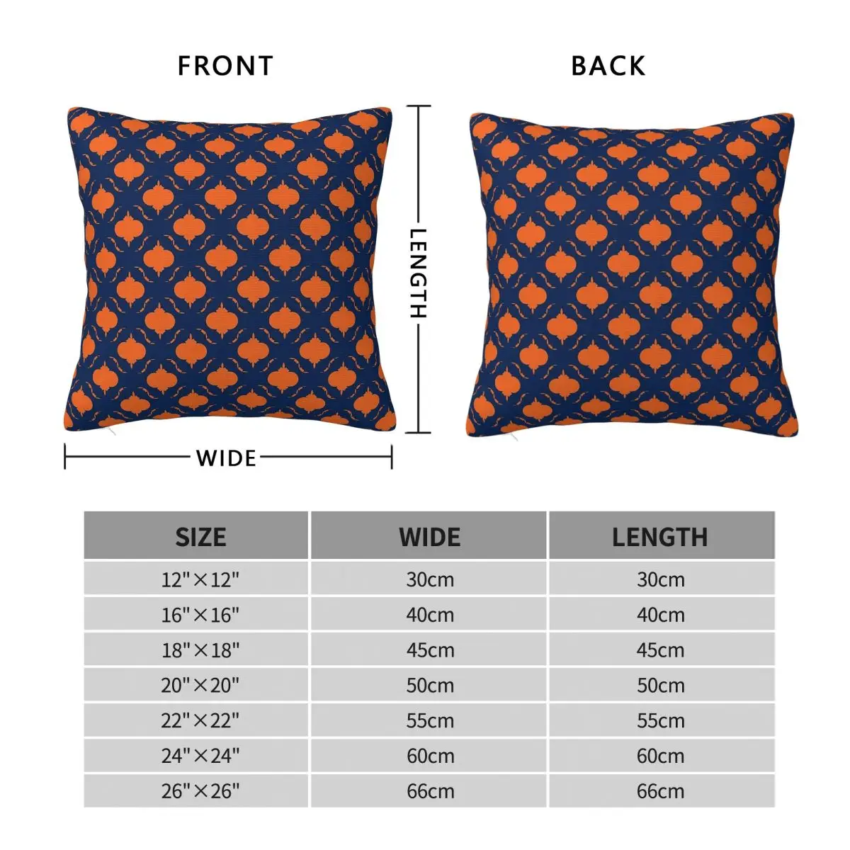 Orange Navy Blue Quatrefoil Square Pillowcase Polyester Linen Velvet Printed Zip Decor Pillow Case Home Cushion Cover