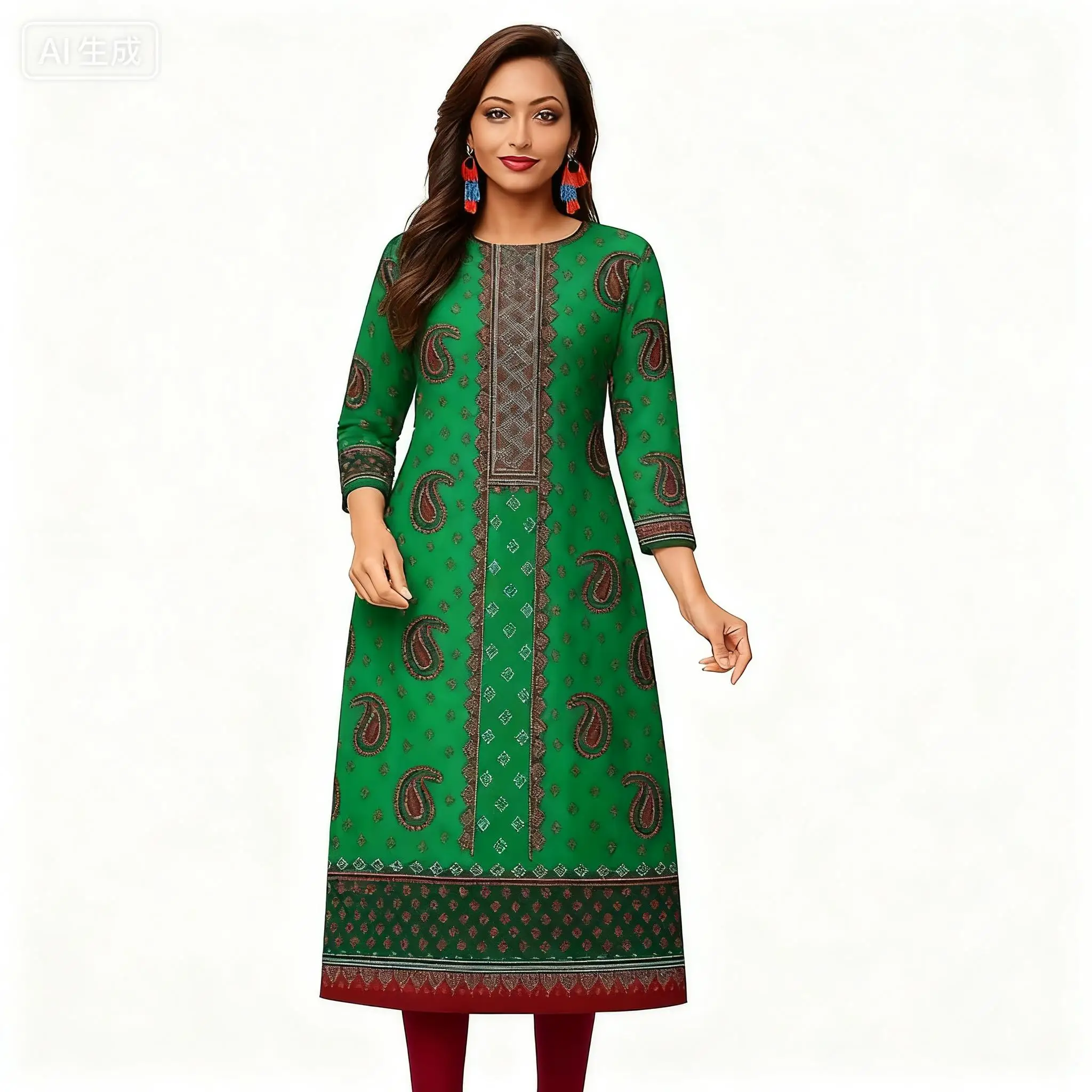 فستان مريح على الموضة للنساء من كورت المسلمات أنبوب مستقيم عرقية فيستيتي بحاشية شق مغربية دونا أبيتو دونا Musulmana #4