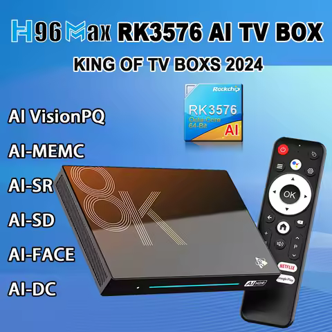 AV1 8K Set Top Box H96 Max AI TV Box OS14 8Core CPU RK3576 Support Super Resolution Wifi6 BT5.4