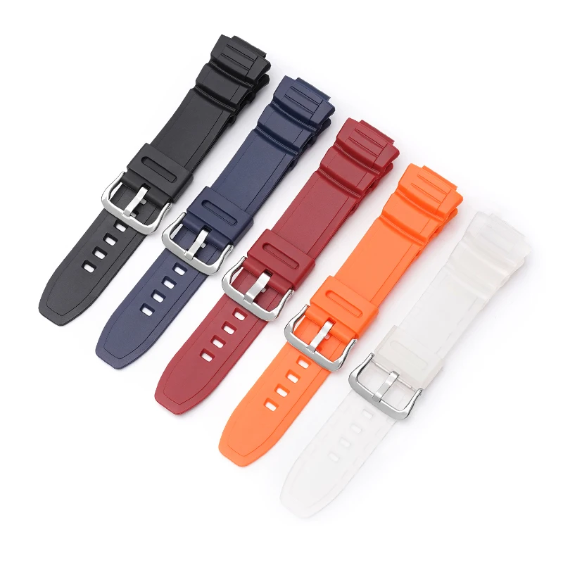 TPU Resin Strap for Casio MCW-100H W-S220 HDD-S100 WV-200 AE-2000/2100 Silicone Sport Waterproof Bracelet Watch Band 16mm