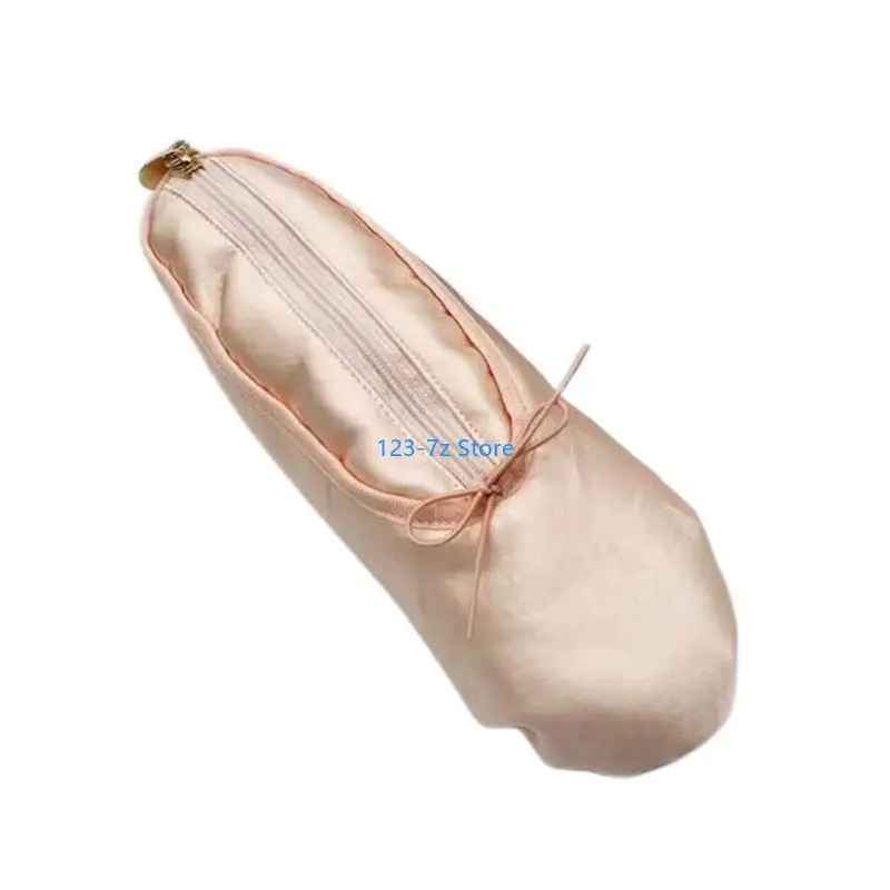 A9bf artesanal ballet sapato forma lápis bolsa textura tecido adequado para escola material escritório com detalhes