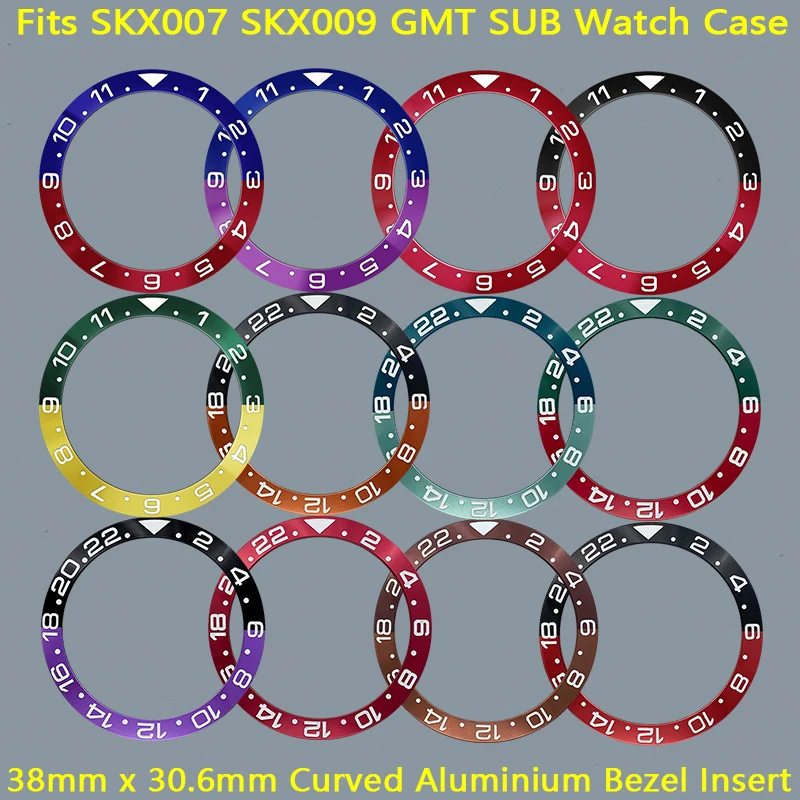 

38mm Curved Aluminum Bezel Insert Fits for SKX007 SKX009 GMT SUB Watch Case NH35 NH36 Movement Bezel Insert Ring Men Watch Parts