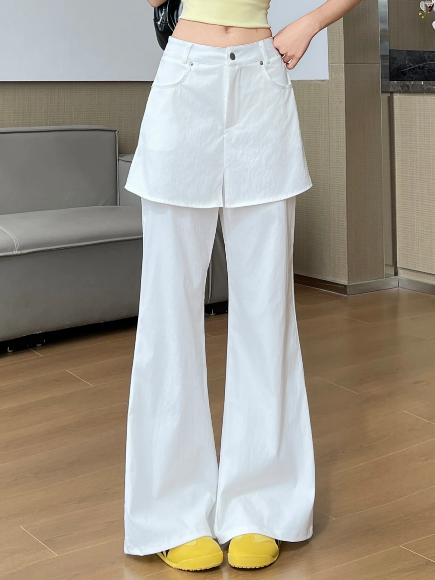 

Loose Women's Summer Thin High Waist Drapey Slimming Casual Bell Bottom Pants Comfortable Soft Korean Style Commute Pants