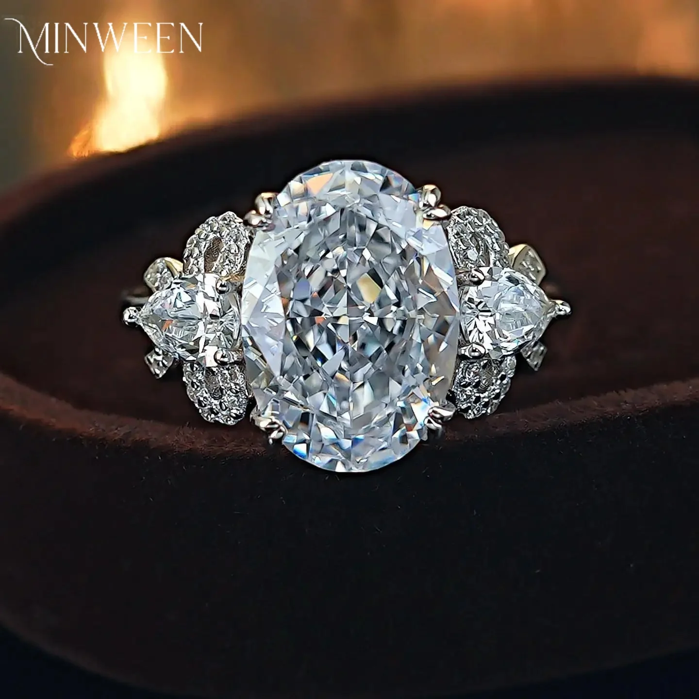 MINWEEN Luxury Lab Diamond Ring 8ct with 100% Silver 925 Engagement Ring High Carbon Diamond  Jewelry for Women