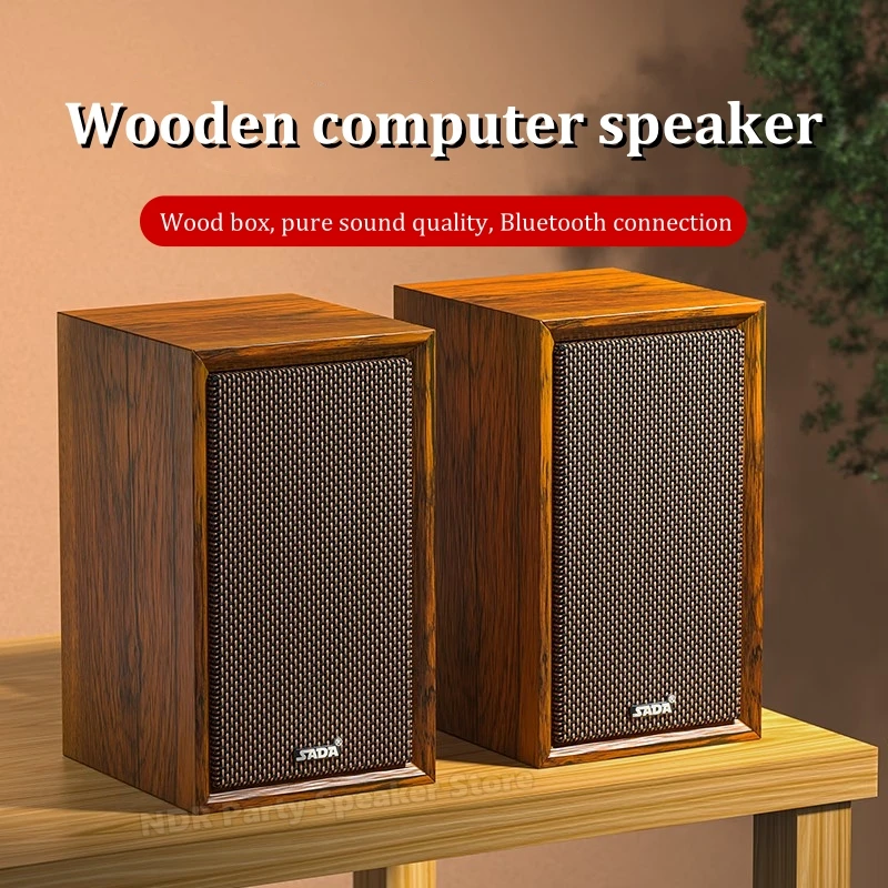 Hi-fi Computer Audio Desktop Home Notebook Speaker Wood Subwoofer Multimedia Wired Desktop Speaker Bluetooth Wireless Connection