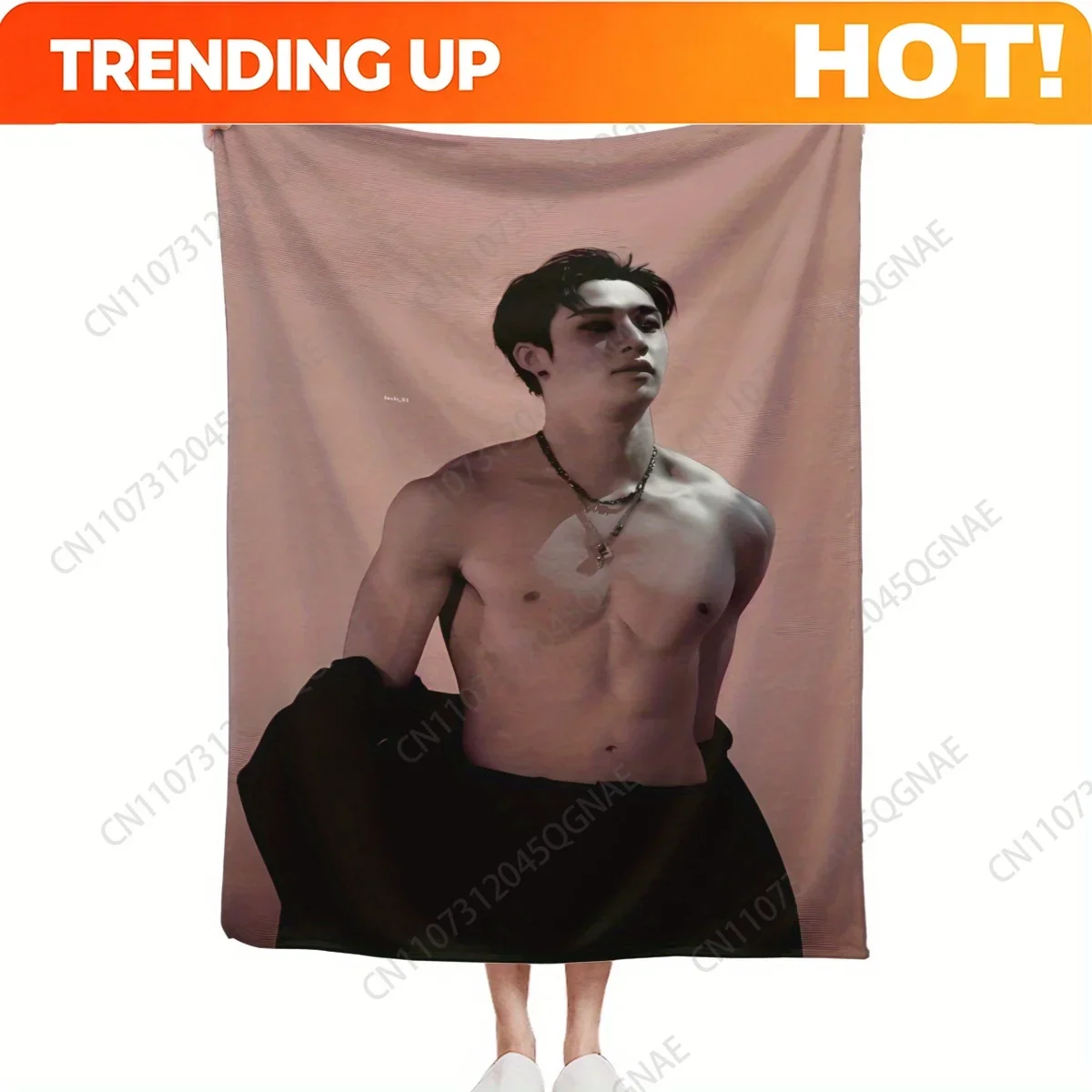 Custom ZLIENSZUS SKZ Bang Chan Flannel Lid Blanket A3 - Soft Warm All-Season Printed Design, Mixed Colors For Bed, Sofa, Camping