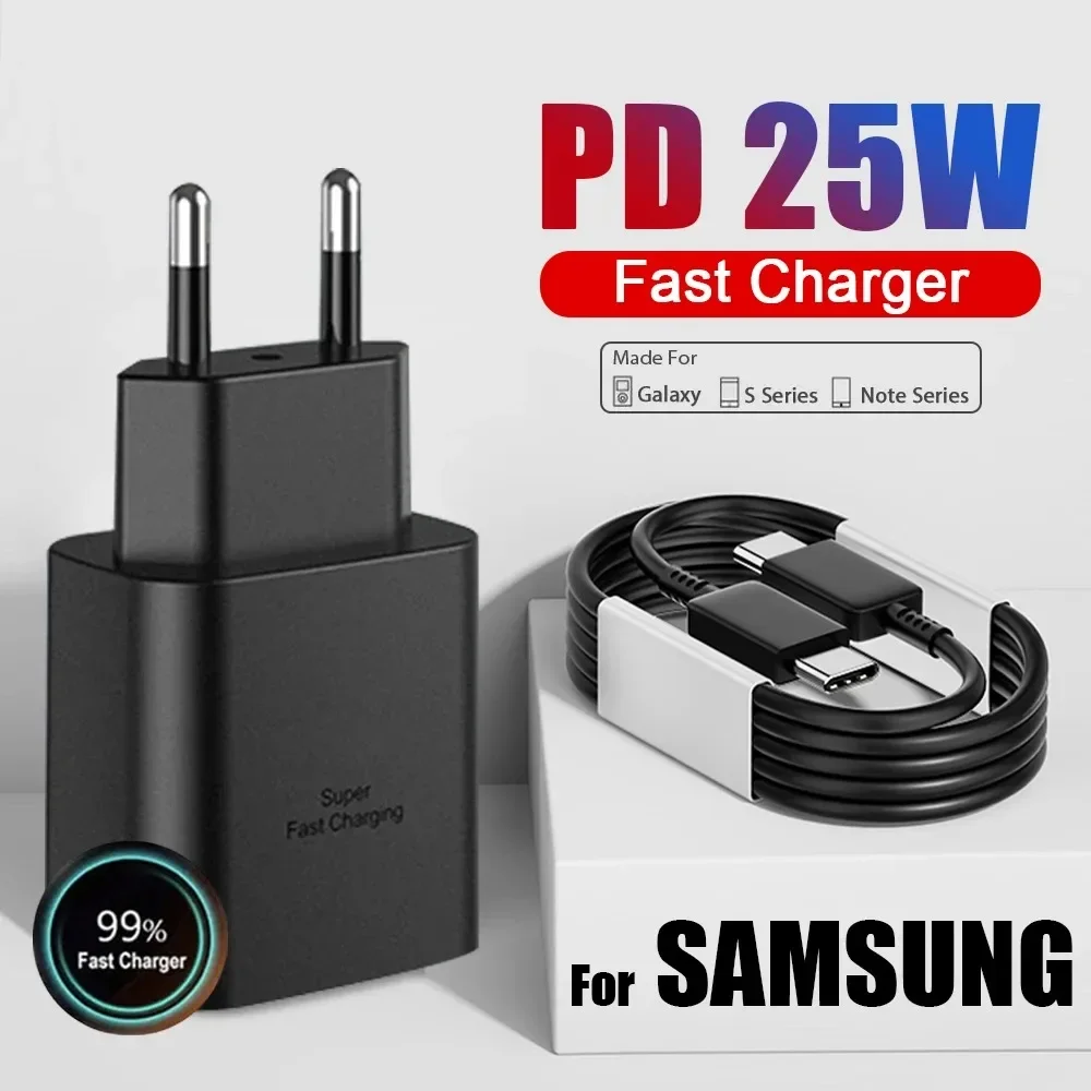 PD 25W Super Fast Charger For Samsung Galaxy S23 Ultra S22 Note 20 S24  Cargador USB Type C Fast Charging Charger Phone Cable