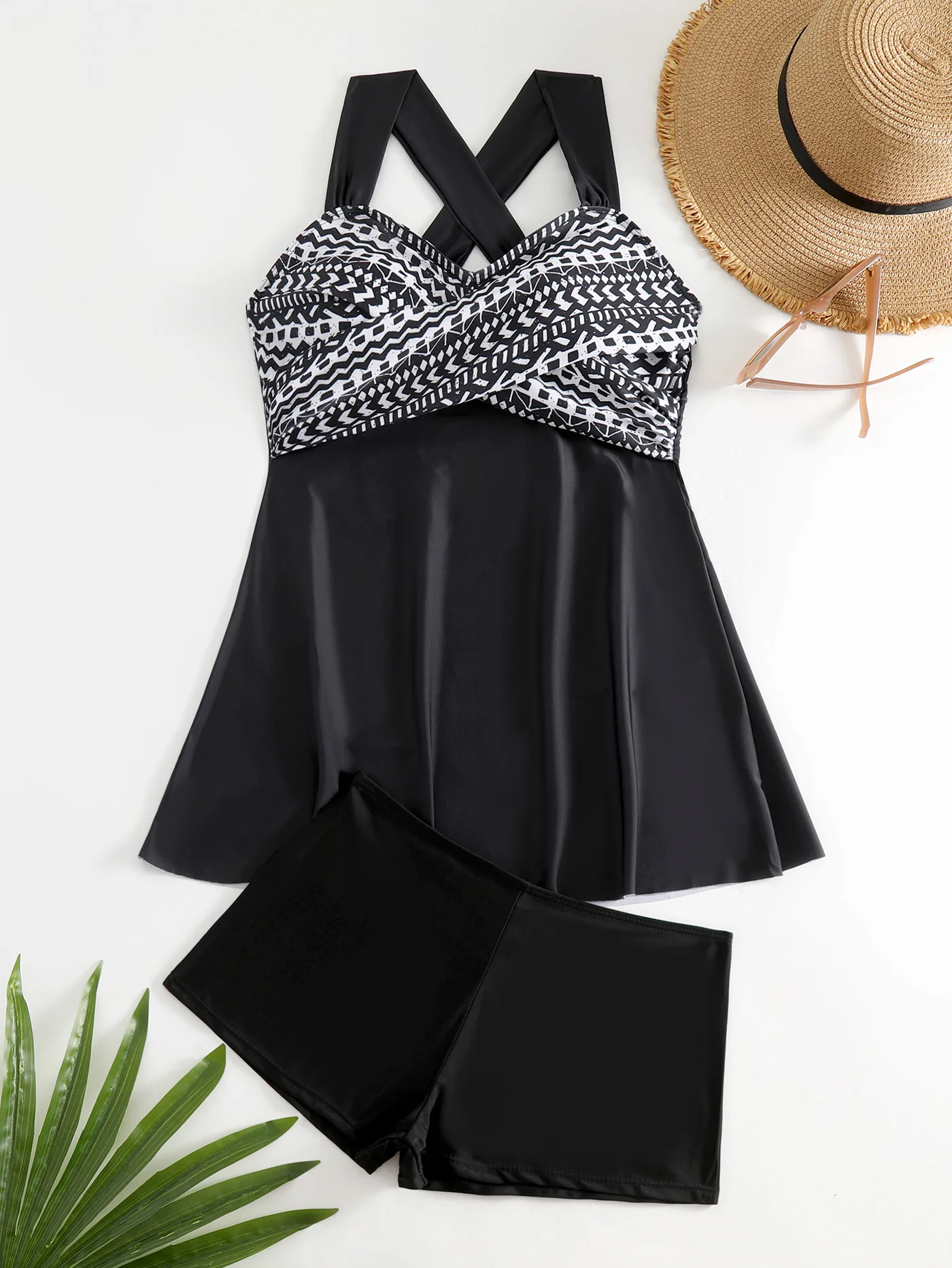 2026 New Fashion Plus Size Polka Dot Print Tankini Two Piece Swimsuit Set Sexy Beachwear for Women Summer Vacation