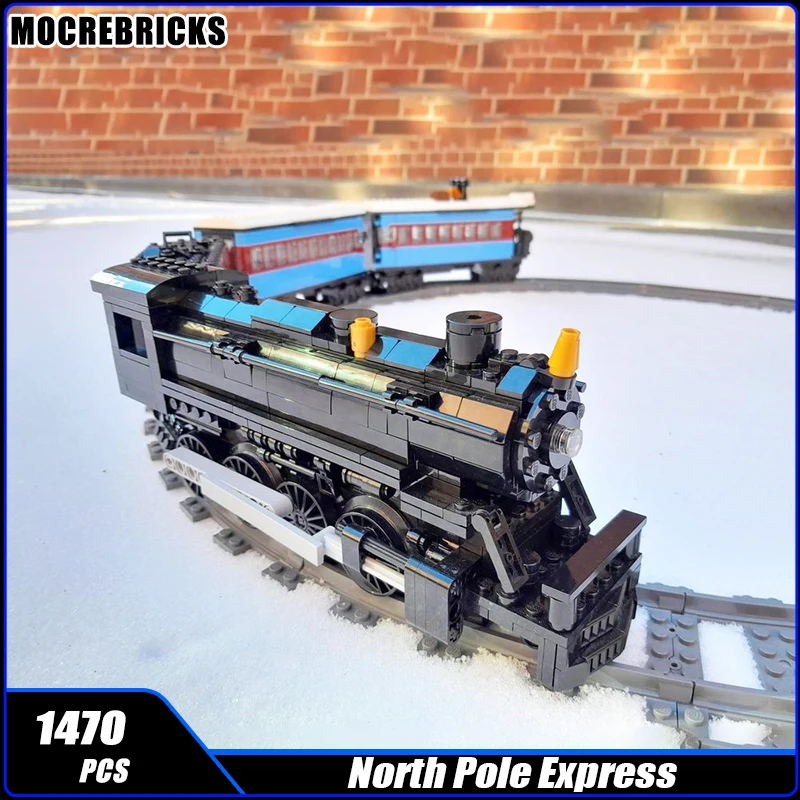 

MOC-129228 Winter North Pole Express Tour поезд, строительный блок, железнодорожные каретки, модель технологии, кирпичная игрушка, детские подарки