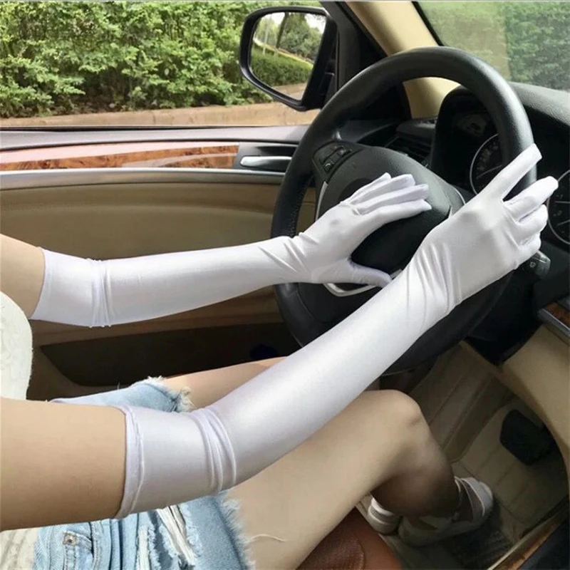 53cm Classic Women Spandex Stretch Long Gloves Drive Sun Protection Etiquette Opera Evening Party Prom Cosplay Costume Gloves