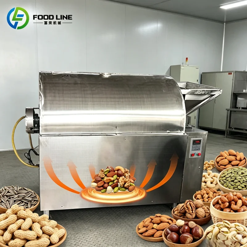 Low Noise Stable Roasting Equipment Long Time Continuous Industrial Nut Production Nut Roaster Machine Customized