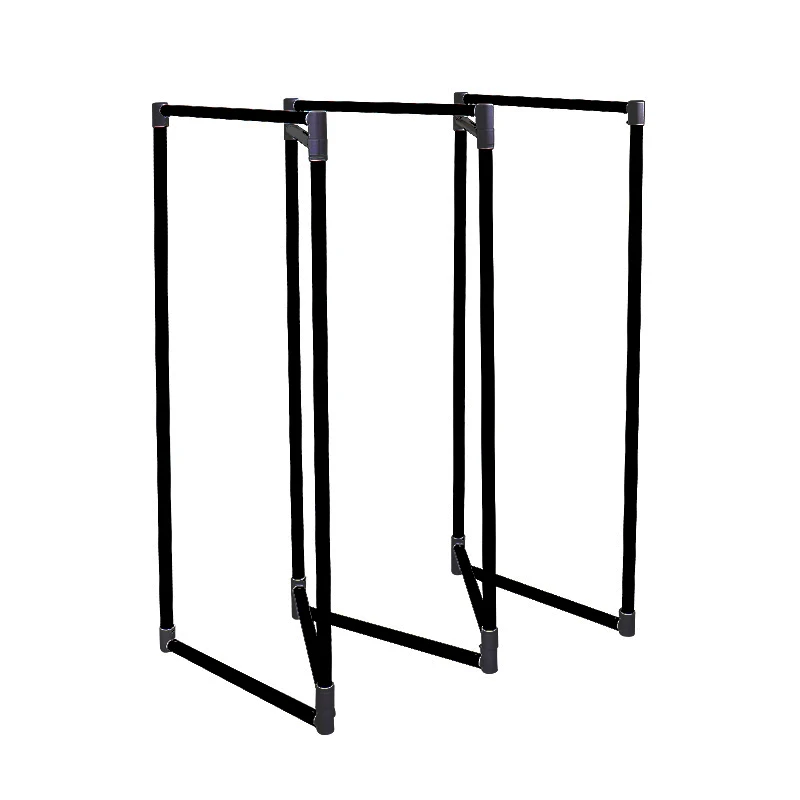 توفر الشركات المصنعة المحترفة لعام 2024 شماعات معدنية سوداء، شماعات أرضية، دعامات قابلة للطي متعددة الوظائف