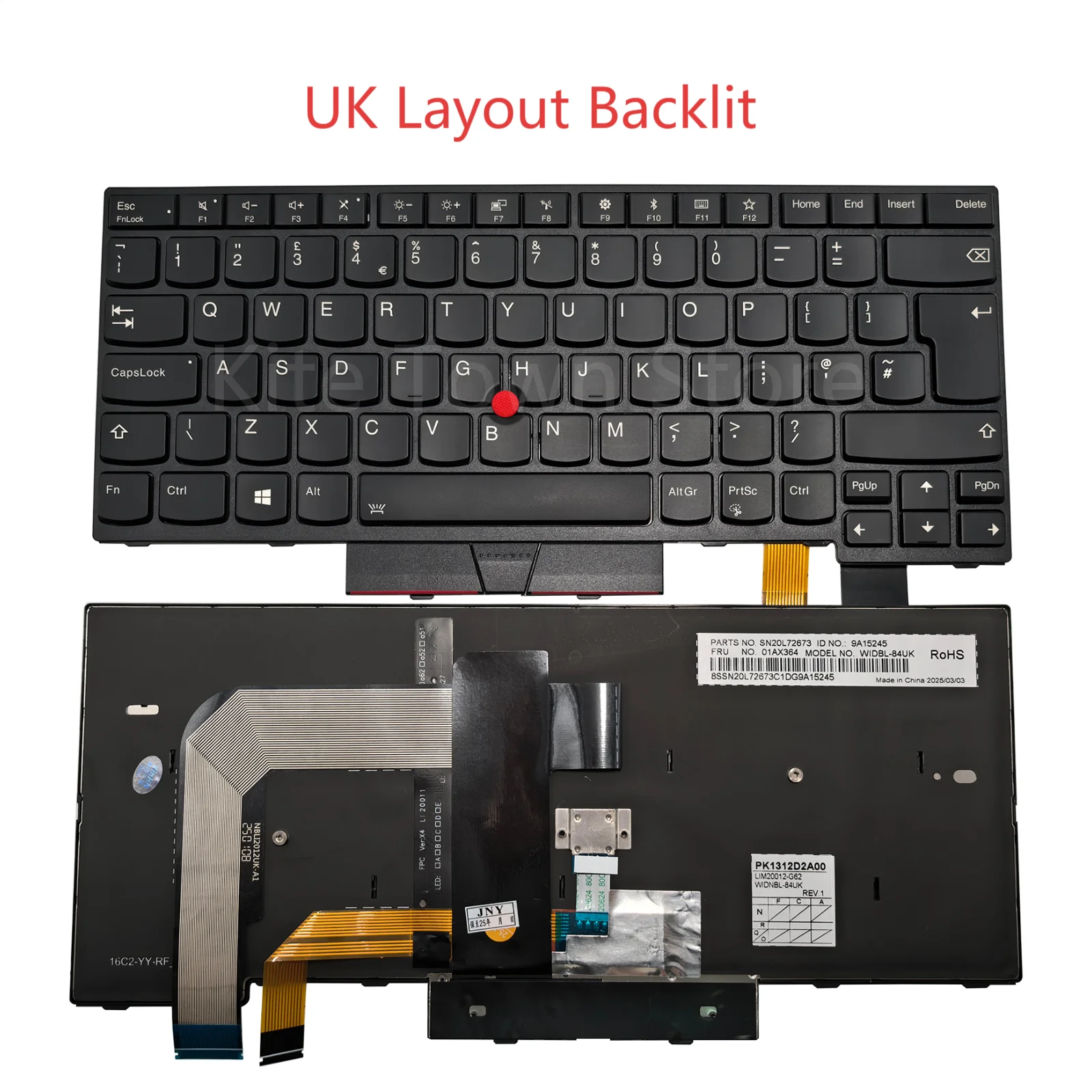 New UK/DE Layout Laptop Keyboard for Lenovo ThinkpadT470 T480 A475 A485 Black view 4