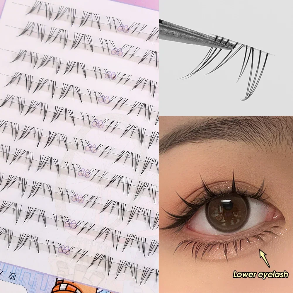 Natural Lower Eyelashes Makeup Soft Handmade Clear Thin Band Segmented Manga Under False Lashes Eyelashes Extension Beauty Tool