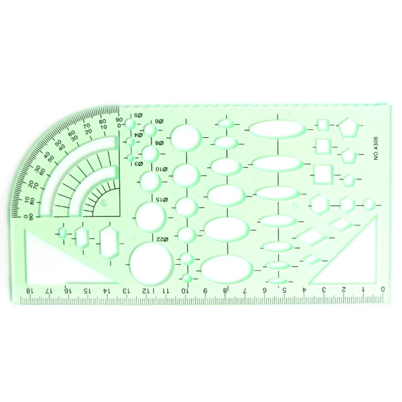 1pc Geometric Template Ruler Professional Plastic Ruler Anti Deformation Multifunction Student Measuring Tool School Stationery