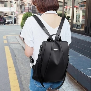 Women's Backpack Casual Multifunction Nylon Solid Color School Bag For Girls Fashion Detachable Strap Travel Shoulder Bag New