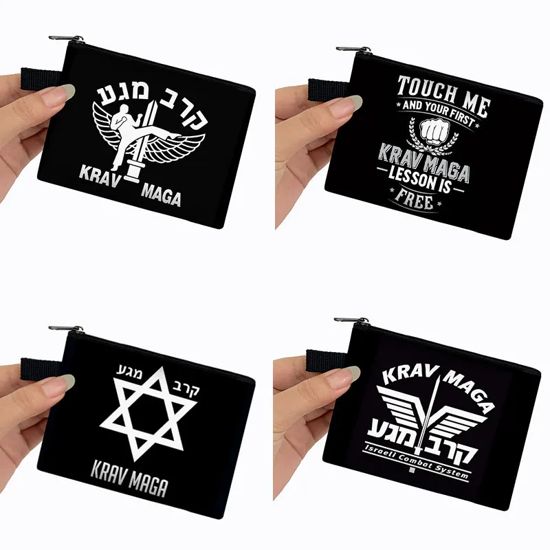 Krav Maga Print Coin Purse Israel Military Self Defence Fighting System Wallet Earphones Credit Card Money Coin Bag Small Purses