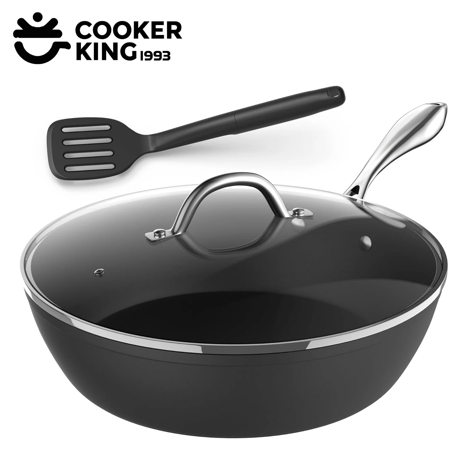 COOKER KING Nonstick Frying Pan Wok Pan 28cm with Cover Spatula Household Induction Gas Stove Universal Pan Cooking Steak Pan
